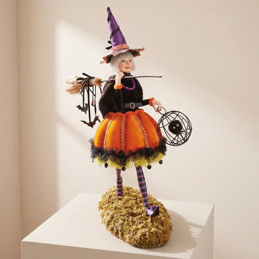Halloween Witch Figurine on Moss Base, 25 cm