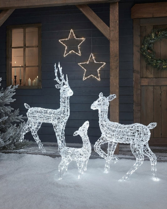 LED Reindeer Family Christmas Decoration with Timer, Set of 3