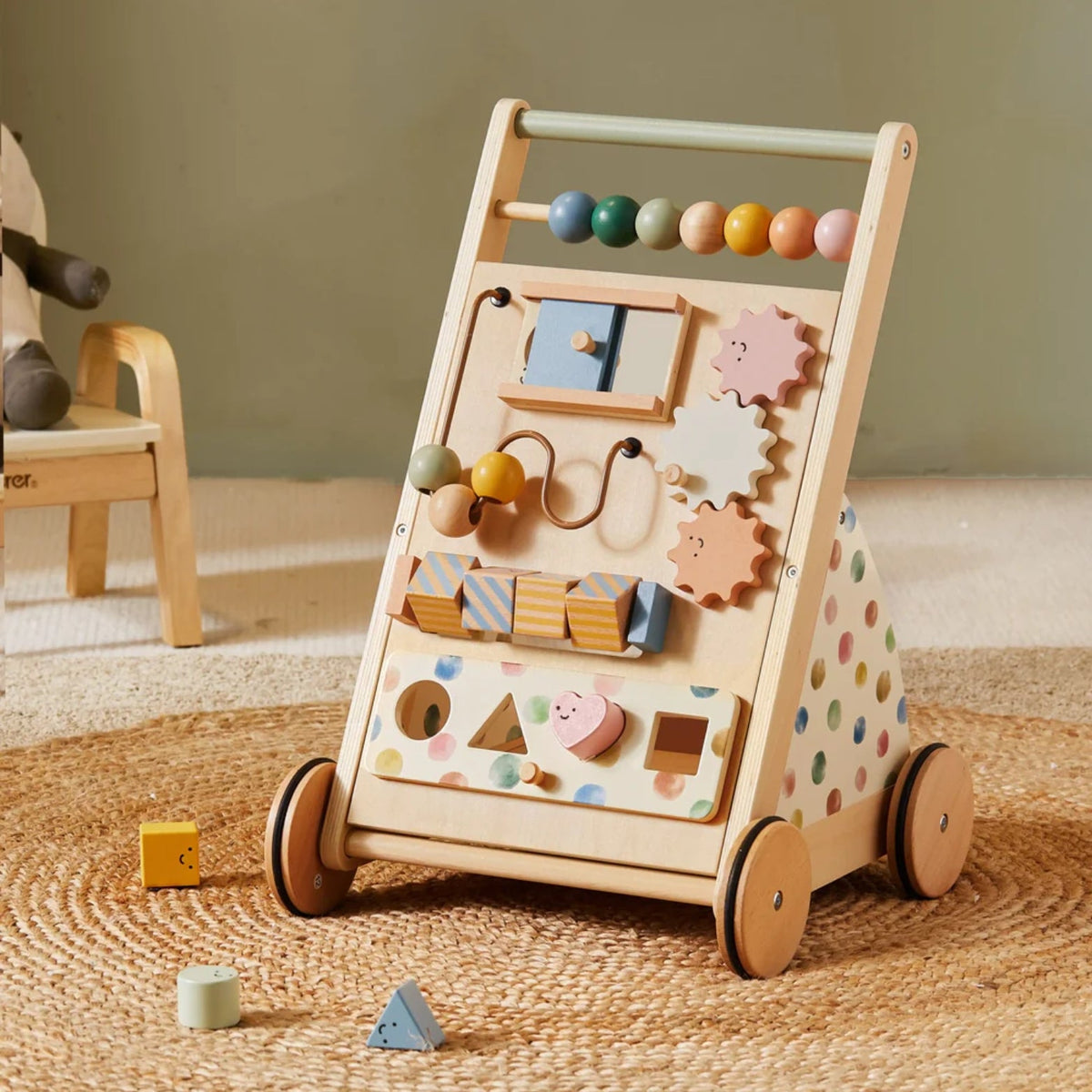 Wooden Baby Walker with Activity Board