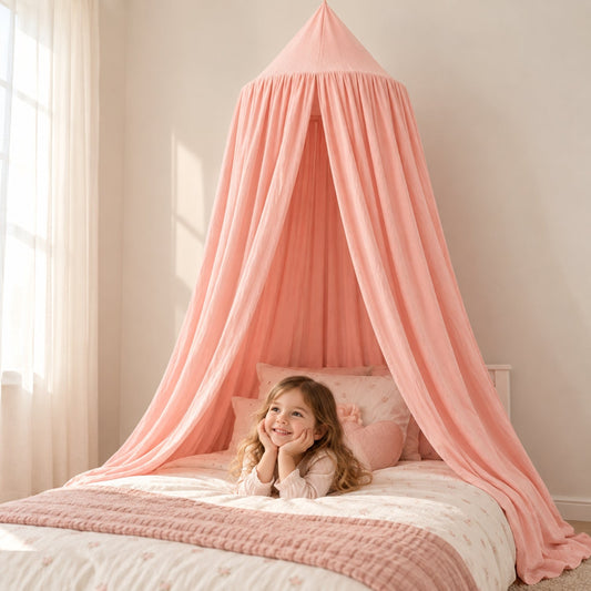 Kids Hanging Bed Canopy for Reading Dens, 270 cm – Peach