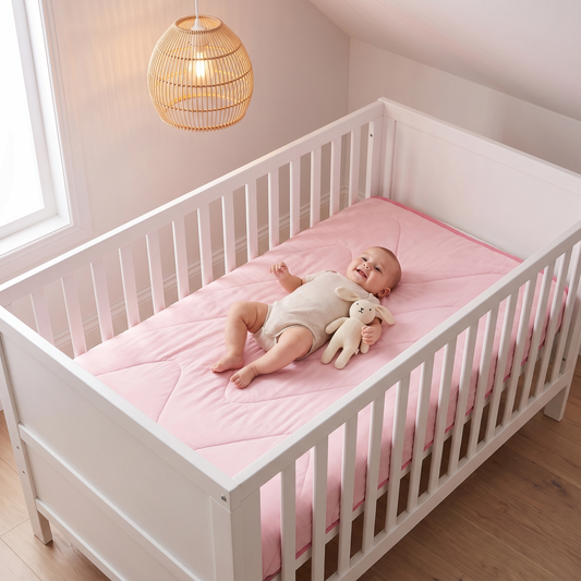 Quilted Bamboo Cotton Cot Bedspread, Blush