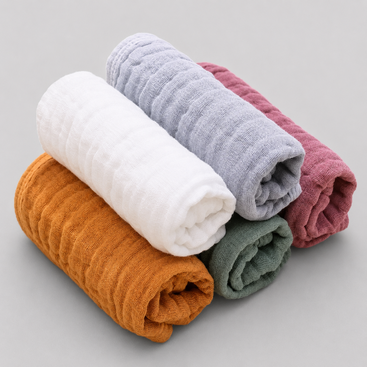 6-Layer Cotton Muslin Burp Cloth Set