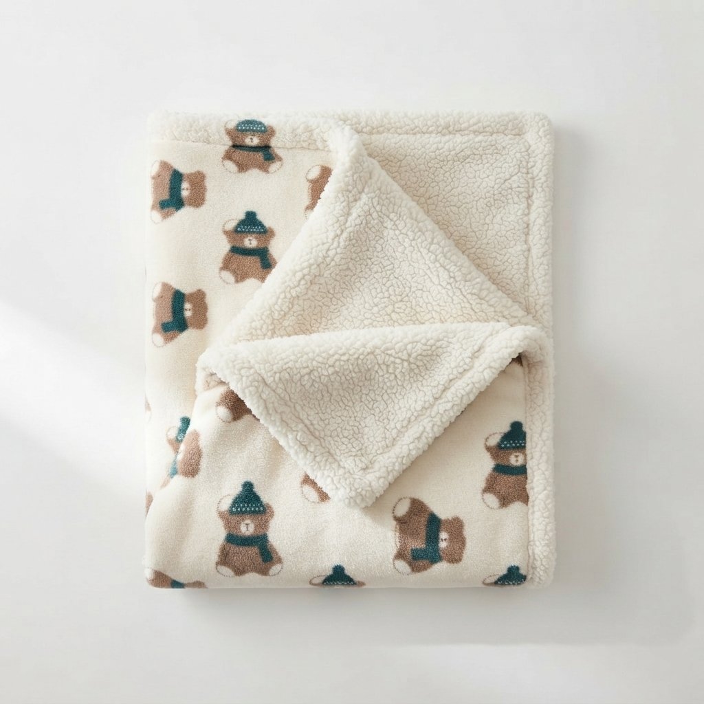 Baby Pram Blanket with Sherpa Fleece Reverse, 76 x 102 cm