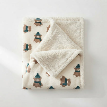 Baby Pram Blanket with Sherpa Fleece Reverse, 76 x 102 cm