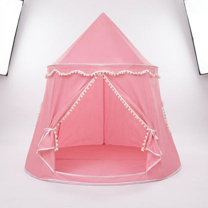 Castle Play Tent with Pom-Pom Trim and Tie-Back Curtains