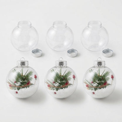 Clear Fillable Plastic Christmas Baubles, Set of 24