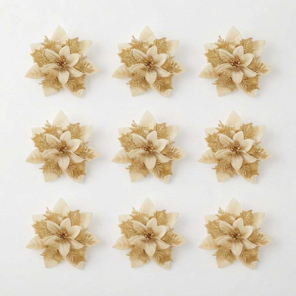 Glitter Poinsettia Christmas Tree Flowers