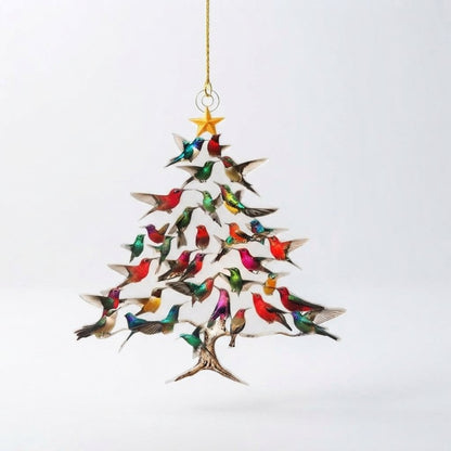 Hummingbird Christmas Tree Acrylic Ornament with Star Topper