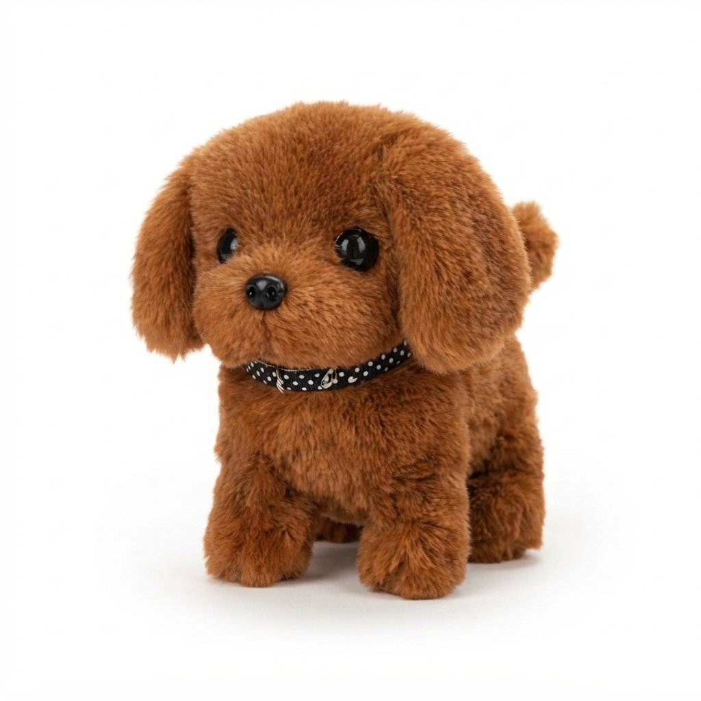 Interactive Plush Puppy Toy with Polka-Dot Collar – Walks, Sits and Barks