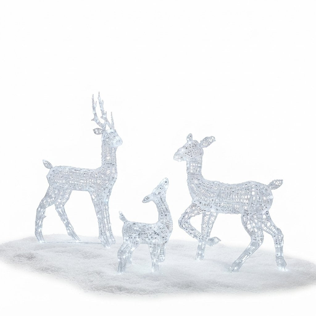 LED Reindeer Family Christmas Decoration with Timer, Set of 3