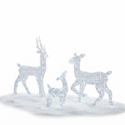 LED Reindeer Family Christmas Decoration with Timer, Set of 3