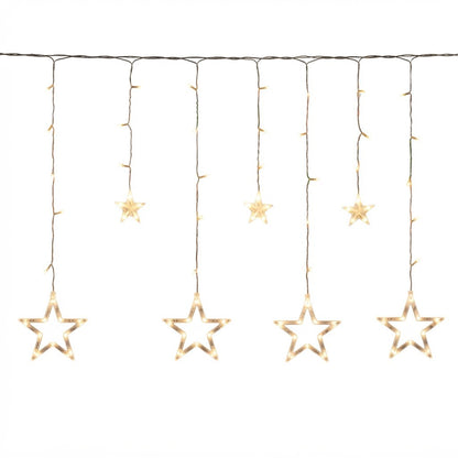 LED Star Curtain Lights with Timer, Warm White