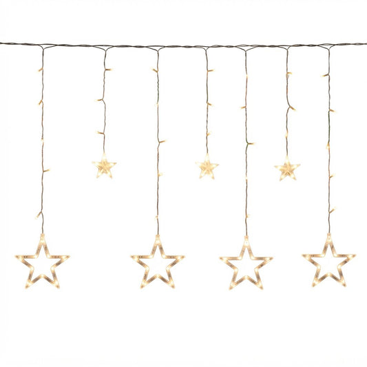 LED Star Curtain Lights with Timer, Warm White