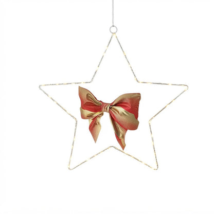 LED Star Lights with White Metal Frame, Warm White, Set of 2