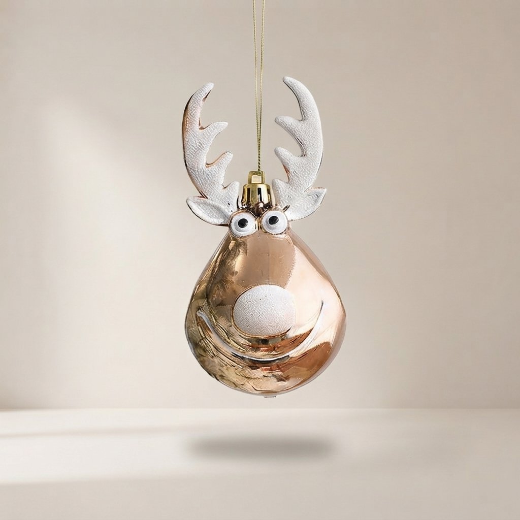 Reindeer Christmas Tree Baubles with Antlers, Set of 2