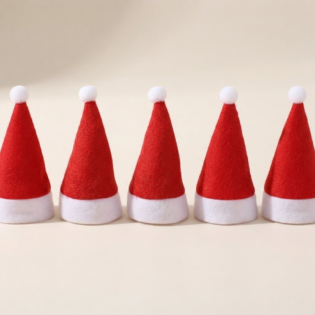 Santa Hat Felt Cutlery Holders, Set of 10, Red and White