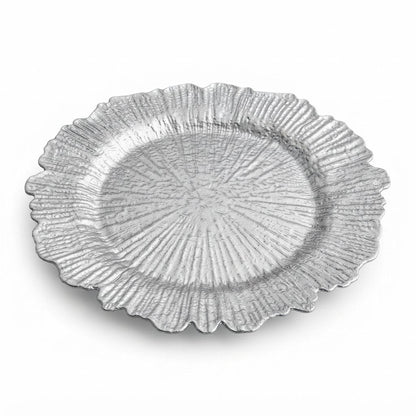 Reef Texture Charger Plates with Scalloped Edge, 13 in