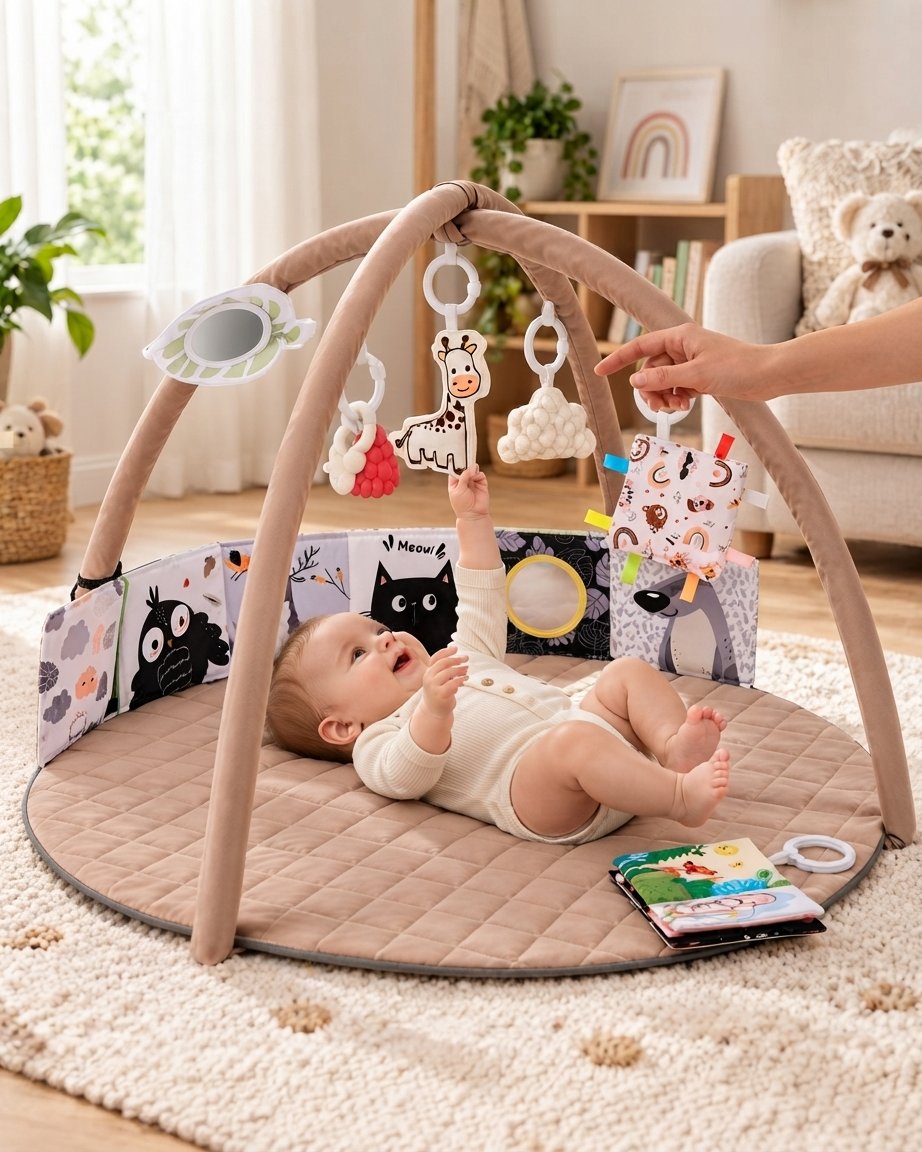 Baby Play Gym with Padded Arches and 6 Hanging Toys