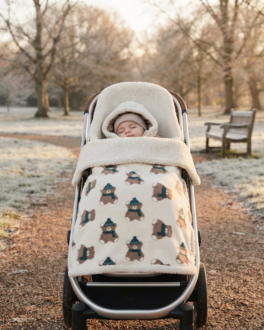 Baby Pram Blanket with Sherpa Fleece Reverse, 76 x 102 cm