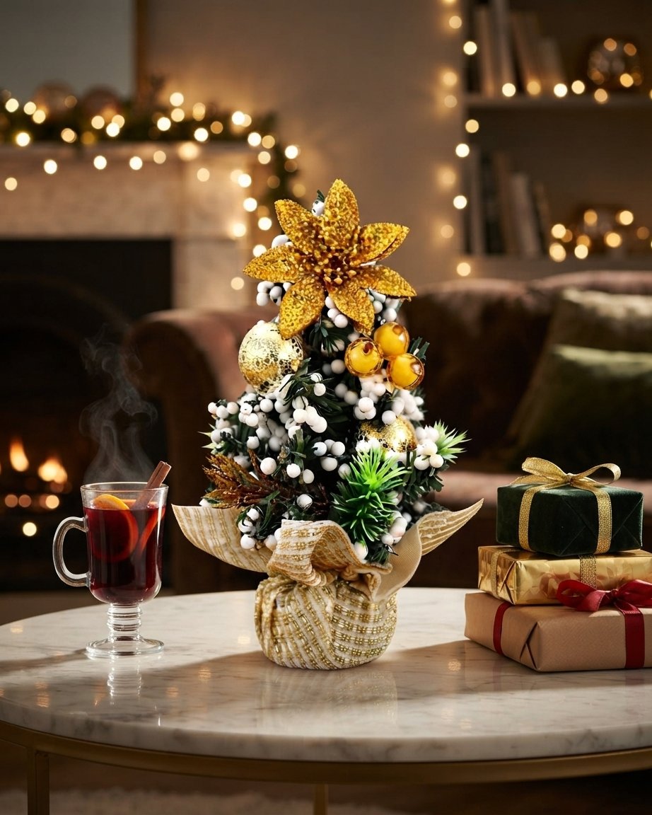 Decorated Mini Christmas Trees, Set of 3 – 30 cm