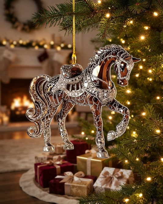 Acrylic Horse Christmas Tree Ornament with Hanging Cord
