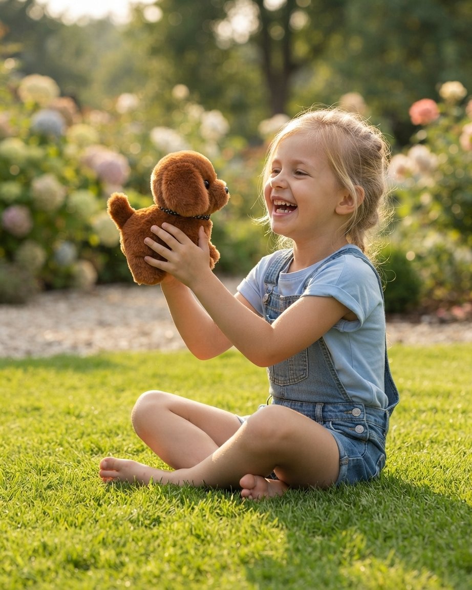 Interactive Plush Puppy Toy with Polka-Dot Collar – Walks, Sits and Barks