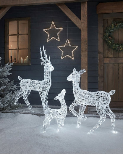 LED Reindeer Family Christmas Decoration with Timer, Set of 3