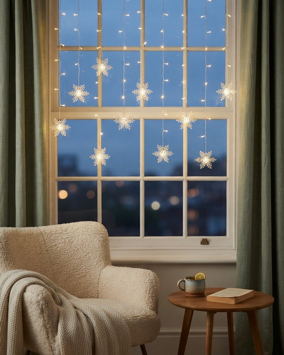 Snowflake LED Curtain Lights, 3.2 m