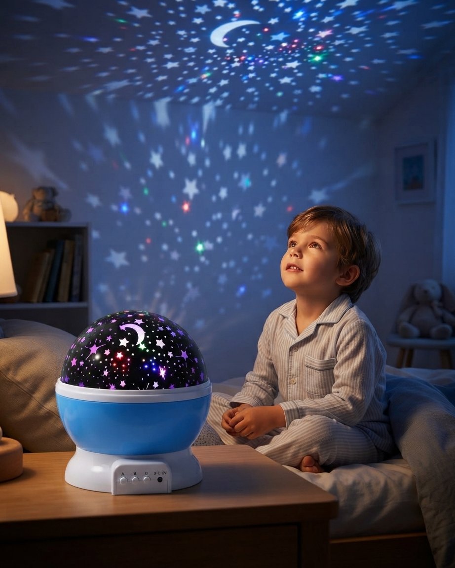 Rotating Star Projector Night Light with Four LED Colors
