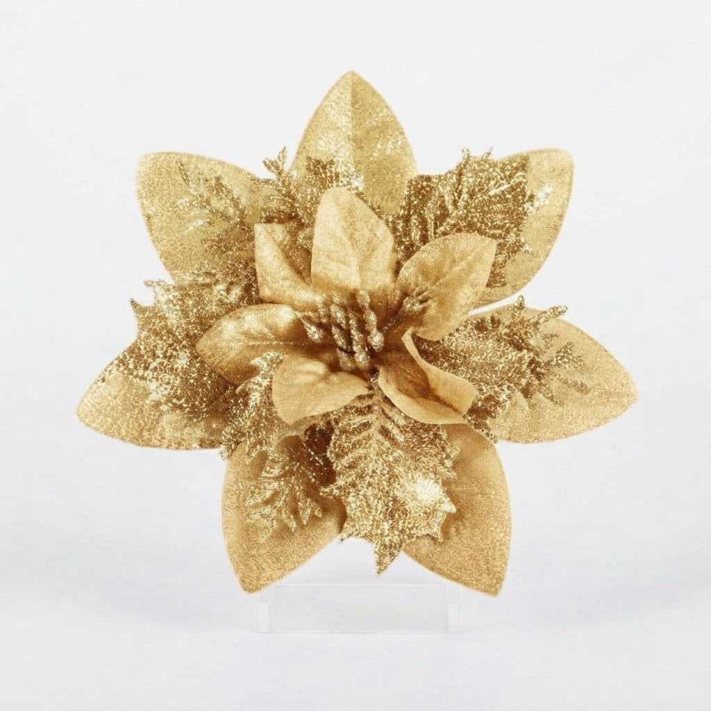 Glitter Poinsettia Christmas Tree Flowers