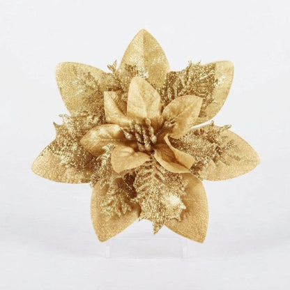Glitter Poinsettia Christmas Tree Flowers