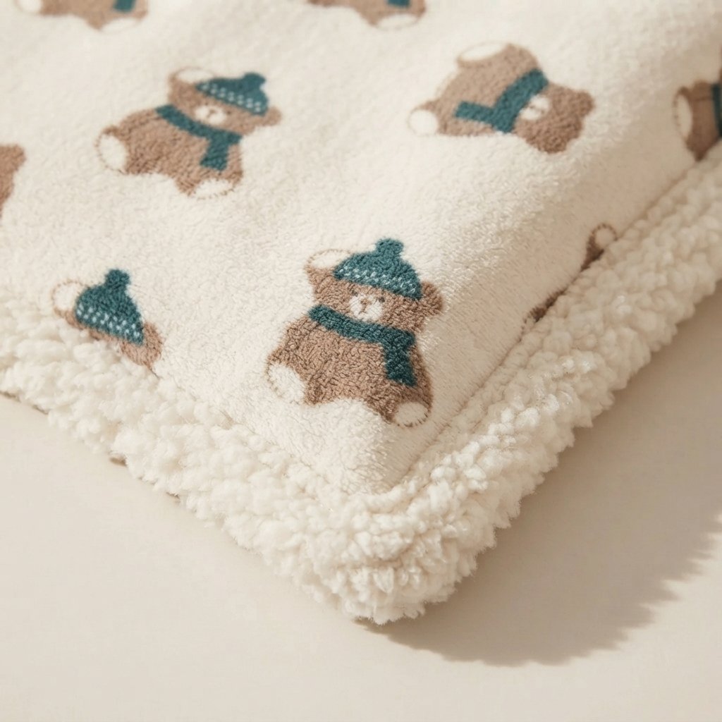 Baby Pram Blanket with Sherpa Fleece Reverse, 76 x 102 cm