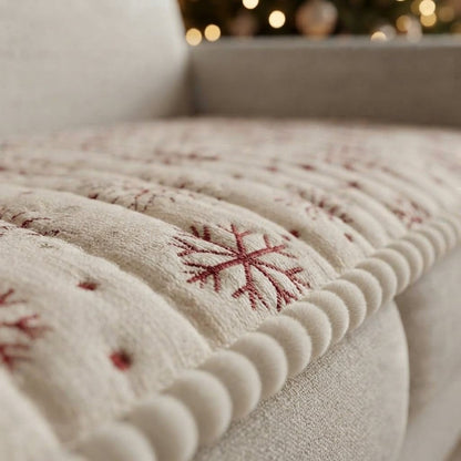 Quilted Christmas Sofa Cover with Snowflake Pattern