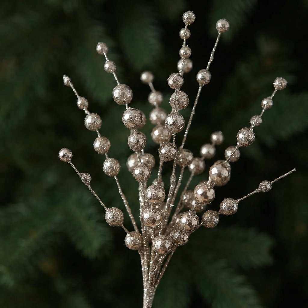 Glitter Berry Stems for Christmas Trees, Pack of 10