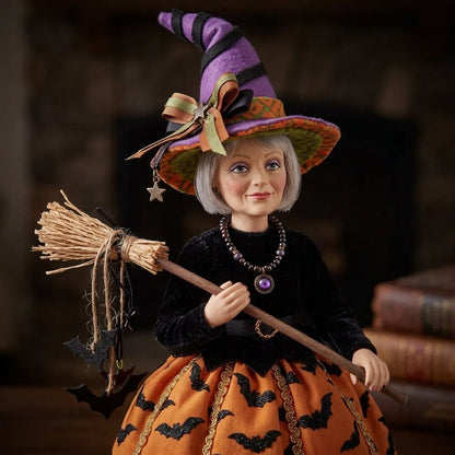 Halloween Witch Figurine on Moss Base, 25 cm