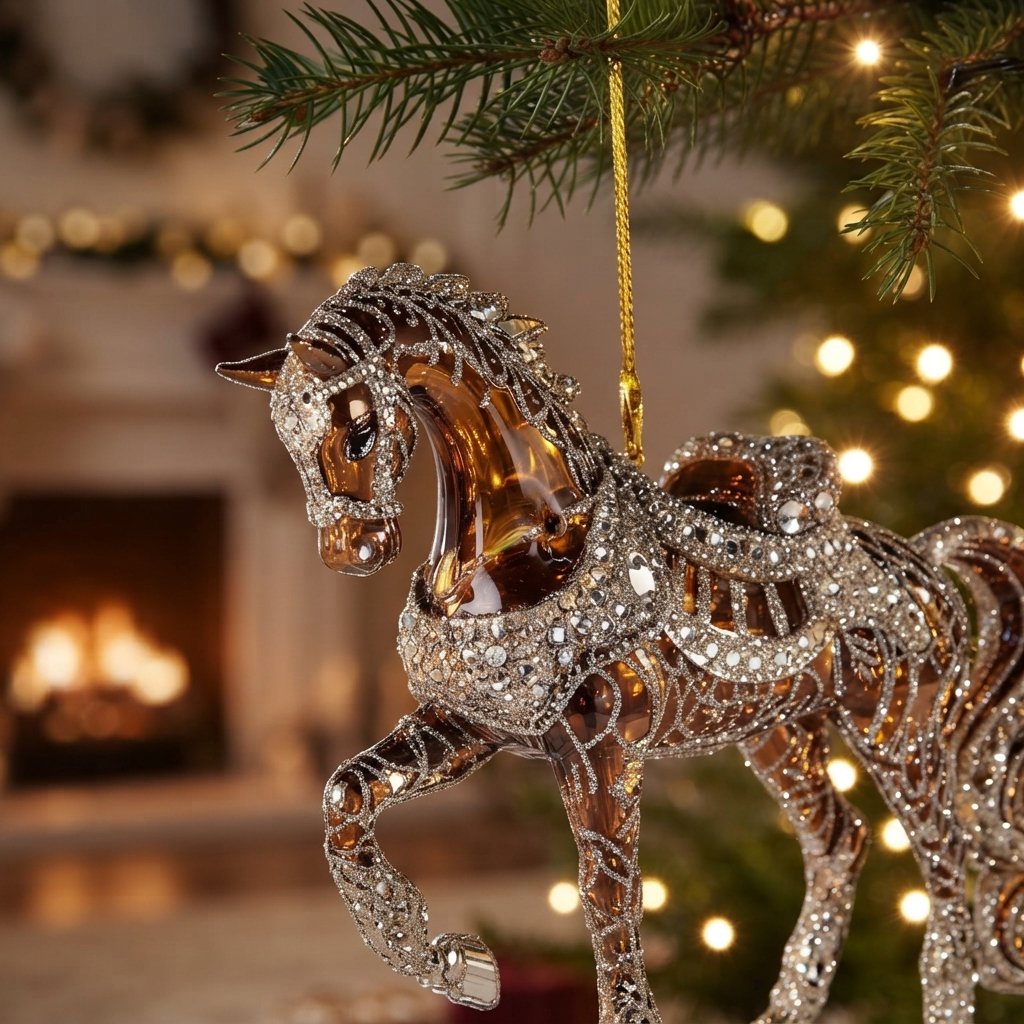Acrylic Horse Christmas Tree Ornament with Hanging Cord