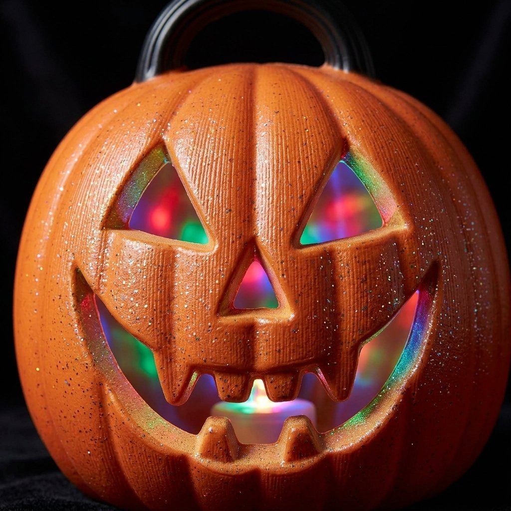 Jack-o'-Lantern Pumpkin Lamp with Multicolor LED, Orange
