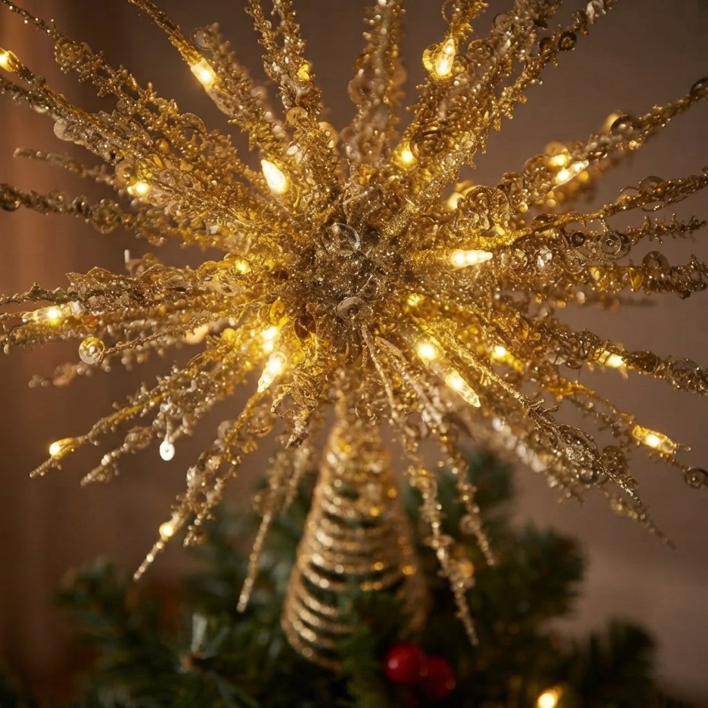 LED Starburst Christmas Tree Topper with Glitter Strands