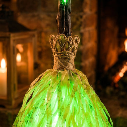 Light-Up Witch's Broom Decoration with Sound and Vibration, Green