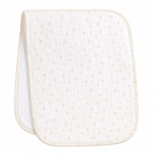 Muslin Cotton Burp Cloth Set of 5, Printed and Plain