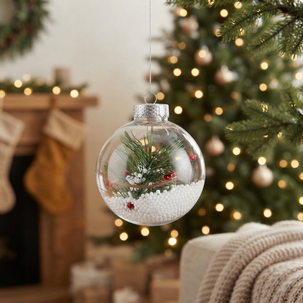 Clear Fillable Plastic Christmas Baubles, Set of 24