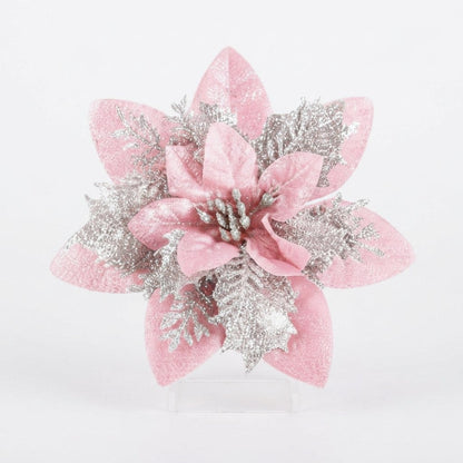 Glitter Poinsettia Christmas Tree Flowers