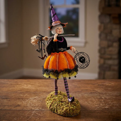Halloween Witch Figurine on Moss Base, 25 cm