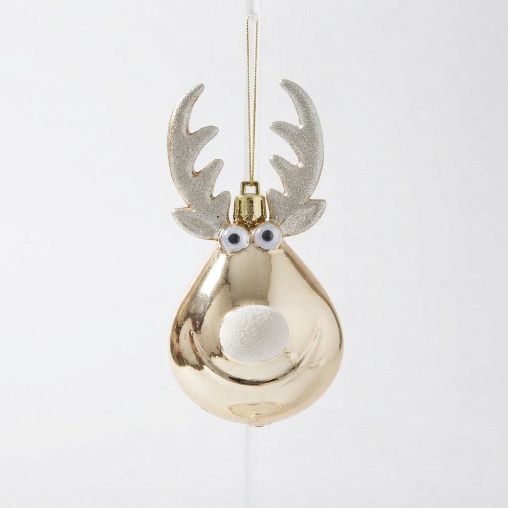 Reindeer Christmas Tree Baubles with Antlers, Set of 2