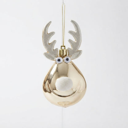 Reindeer Christmas Tree Baubles with Antlers, Set of 2