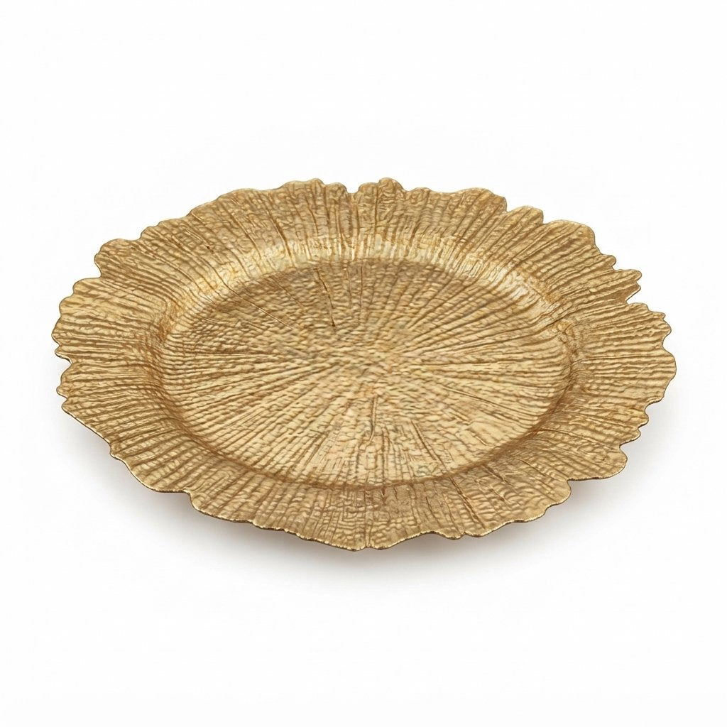 Reef Texture Charger Plates with Scalloped Edge, 13 in