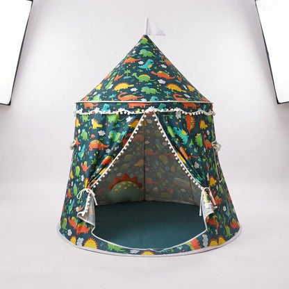 Castle Play Tent with Pom-Pom Trim and Tie-Back Curtains