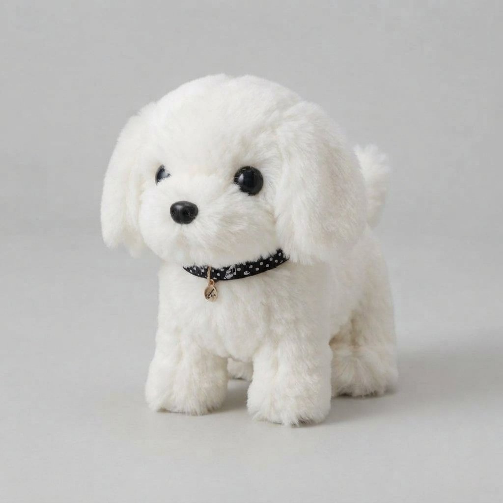 Interactive Plush Puppy Toy with Polka-Dot Collar – Walks, Sits and Barks