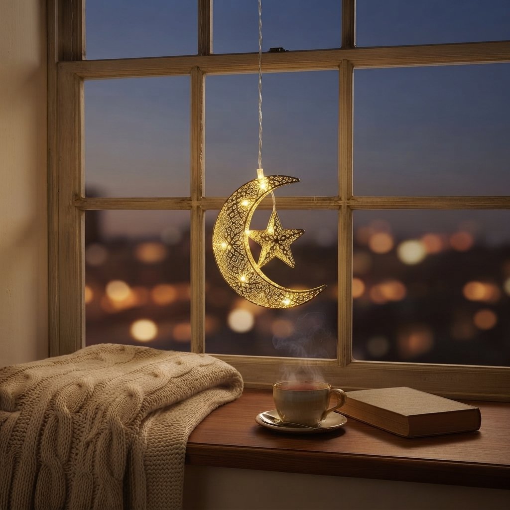 LED Star Curtain Lights with Timer, Warm White