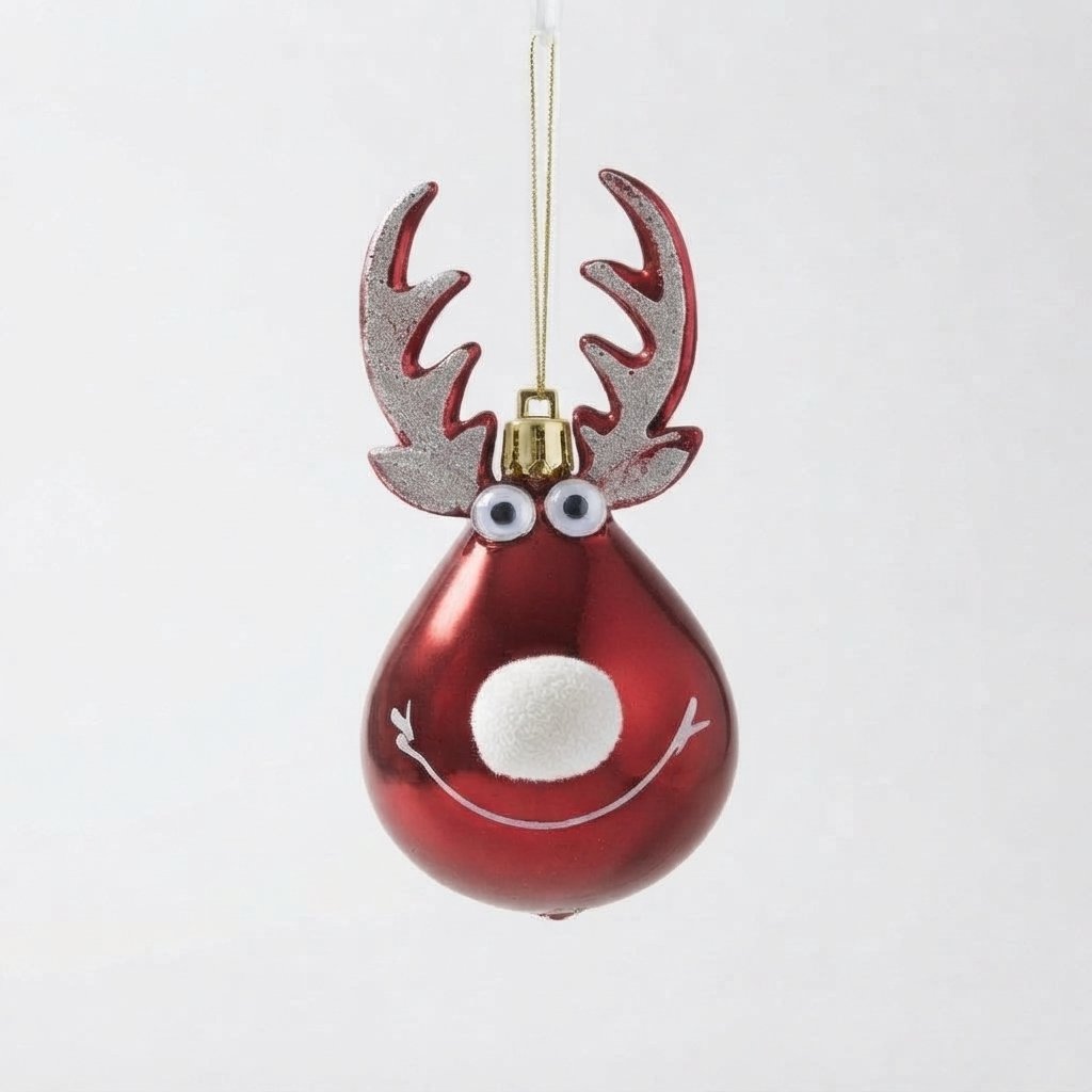 Reindeer Christmas Tree Baubles with Antlers, Set of 2